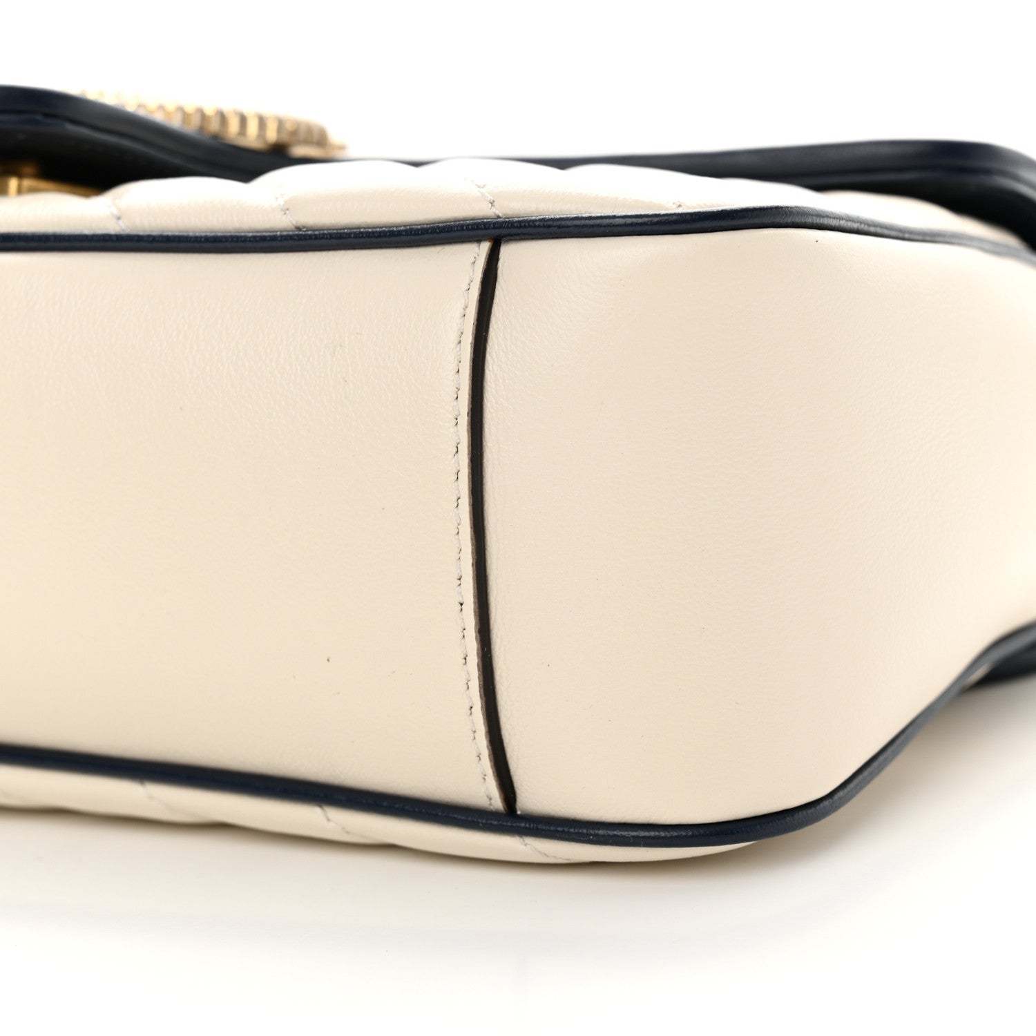 Gucci Vintage Effect Calfskin Matelasse Diagonal Small Torchon GG Marmont Shoulder Bag Mystic White Blue Agata 10 of 11