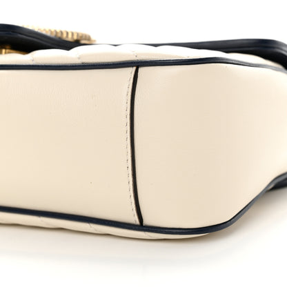 Gucci Vintage Effect Calfskin Matelasse Diagonal Small Torchon GG Marmont Shoulder Bag Mystic White Blue Agata 10 of 11