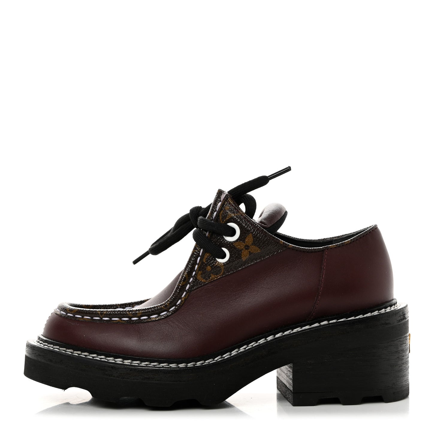 Calfskin Monogram Beaubourg Platform Derby Shoes 35 Bordeaux