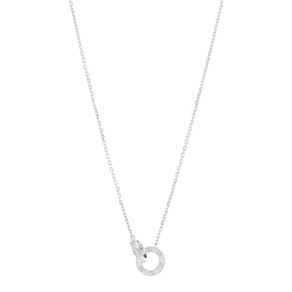Cartier 18K White Gold Diamond Interlocking LOVE Paved Necklace 1 of 5