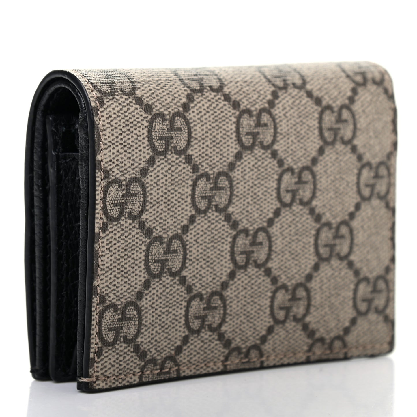 Dollar Calfskin GG Supreme Monogram GG Marmont Card Case Black Beige Ebony