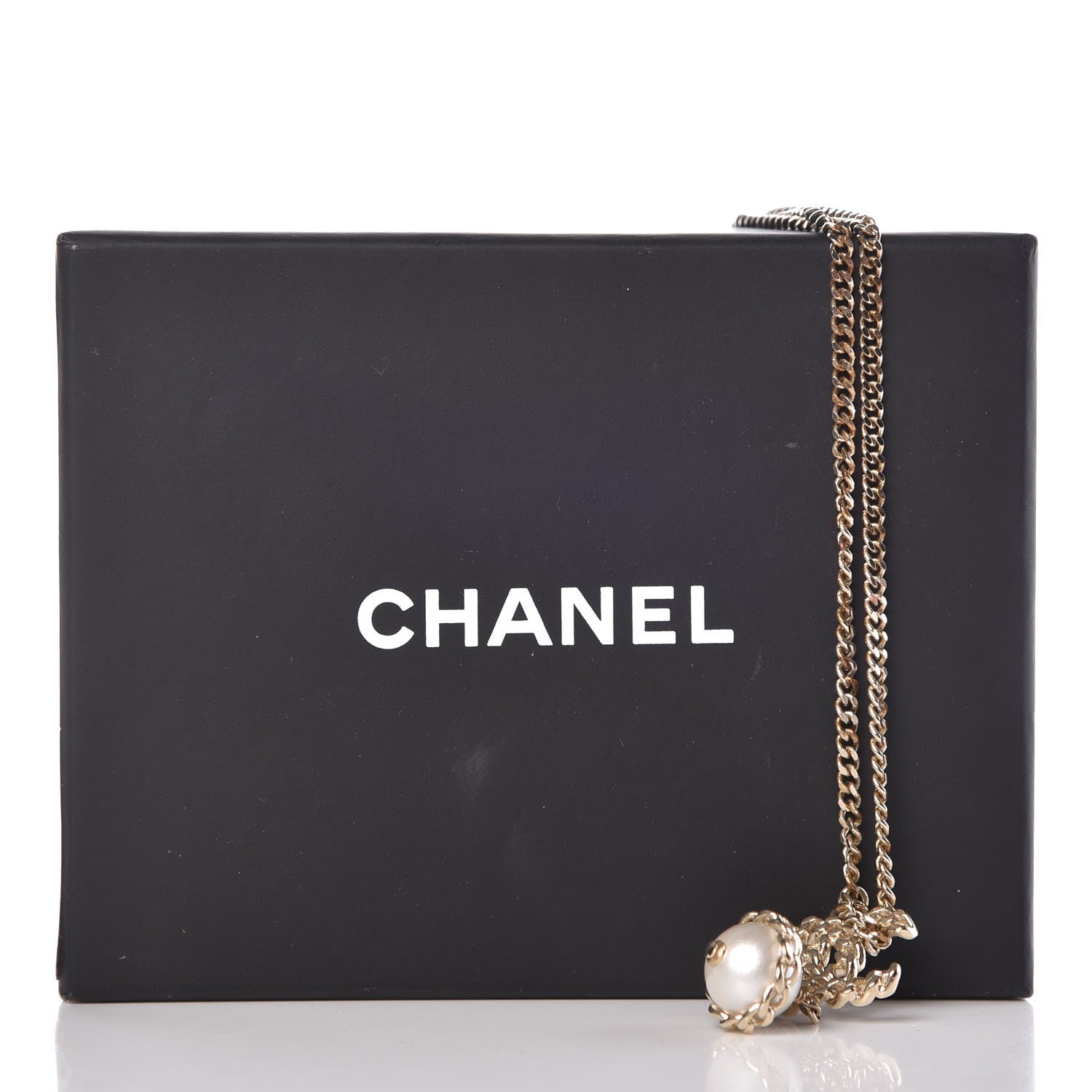 Chanel Chain CC Pearl Drop Necklace Gold 7 of 7