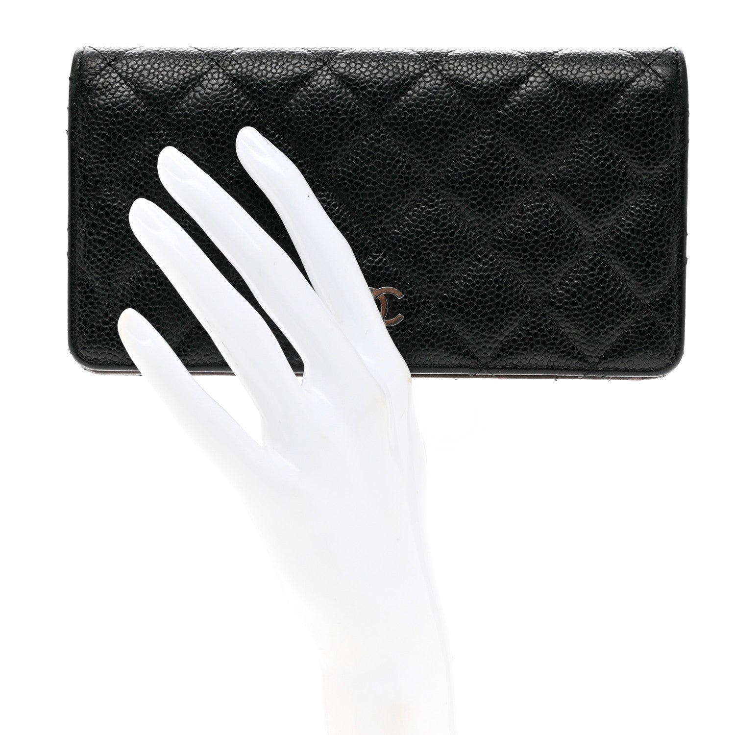 Chanel Caviar Quilted Yen Wallet Black 2 of 10