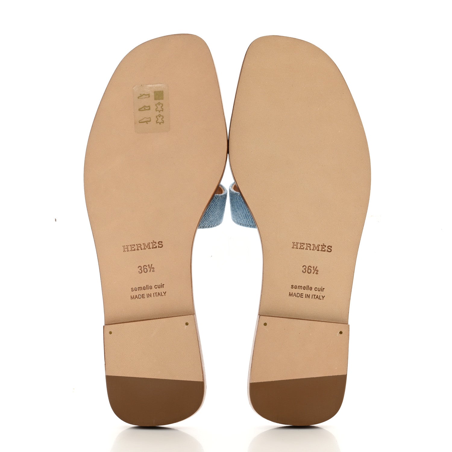 Hermes Denim Canvas Oran Sandals 36.5 Bleu Clair 5 of 9