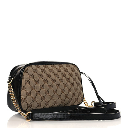 Gucci Monogram Matelasse Diagonal Small GG Marmont Chain Shoulder Bag Beige Black 3 of 6