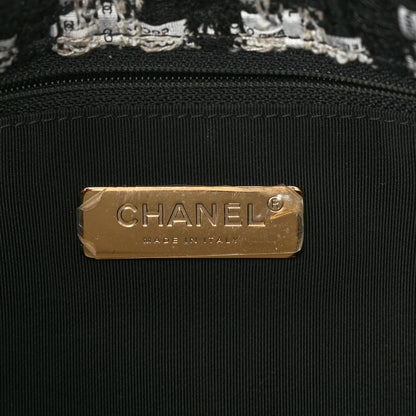 Chanel Tweed Quilted Large Chanel 19 Flap Black Ecru White 6 of 10