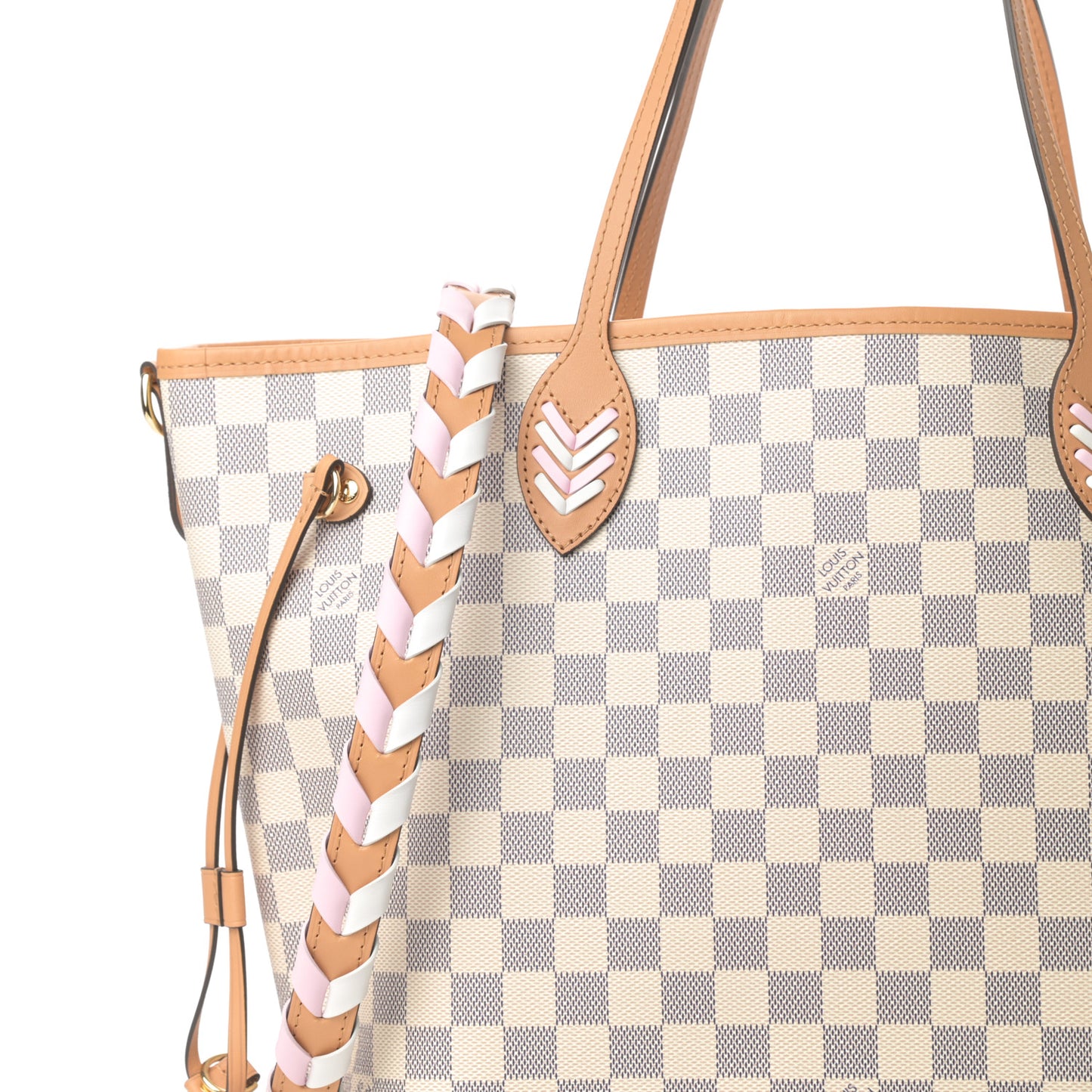 Damier Azur Braided Neverfull MM Pink