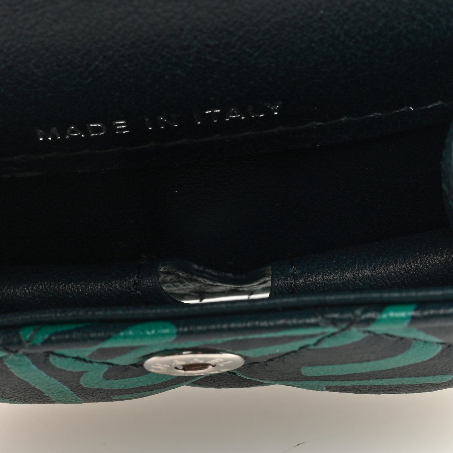 Lambskin Logo Printed Quilted Airpods Pro Case Dark Green