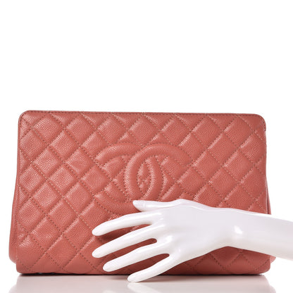 Chanel Caviar Quilted CC Large Clutch Coral 2 of 9