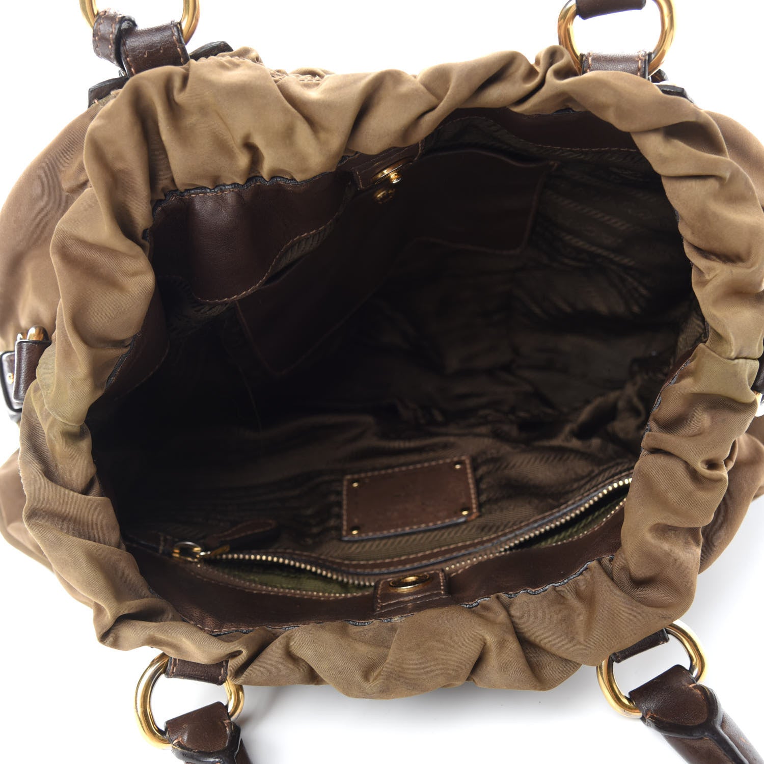 Prada Tessuto Nylon Jacquard Logo Tote Brown 5 of 18