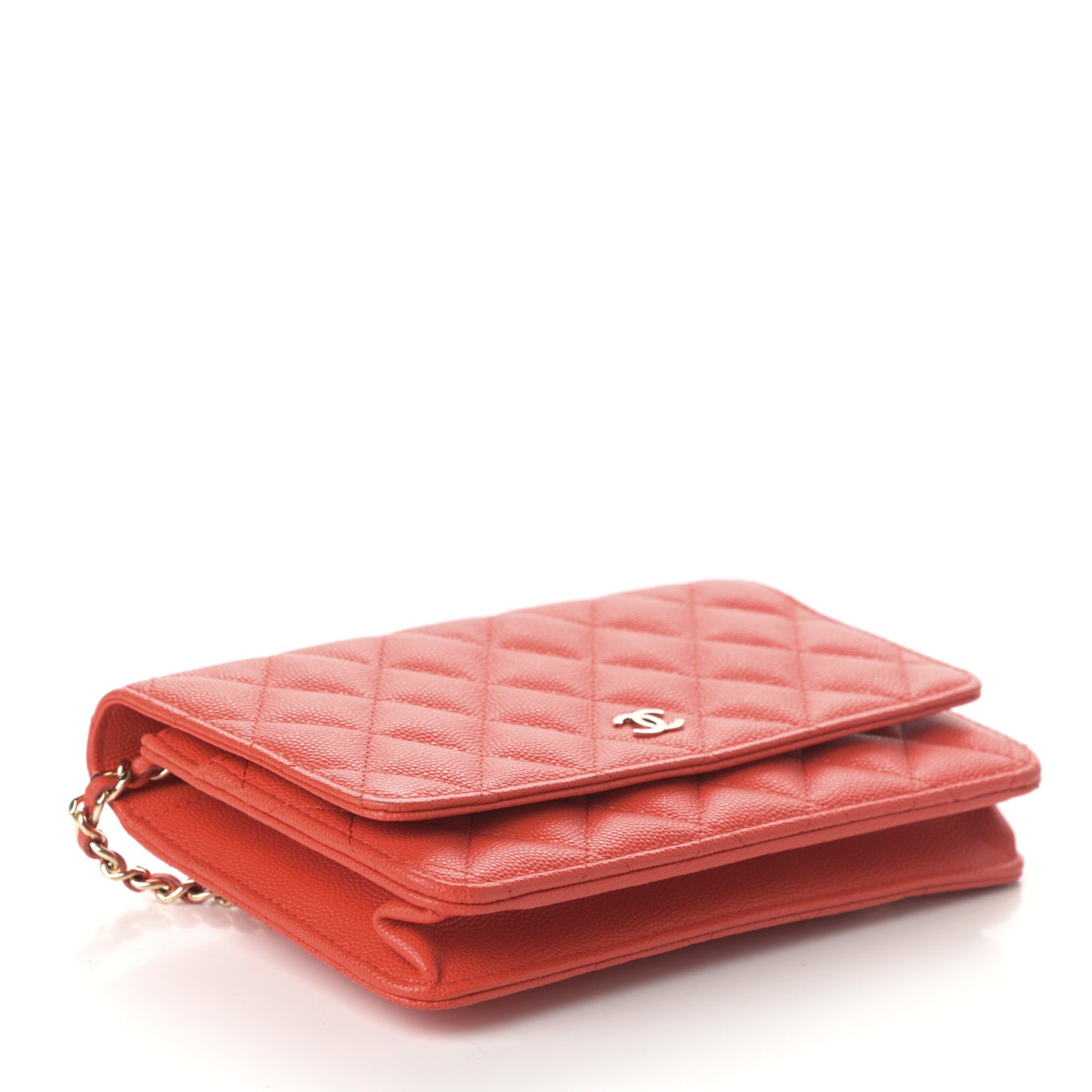 Caviar Quilted Wallet On Chain WOC Orange