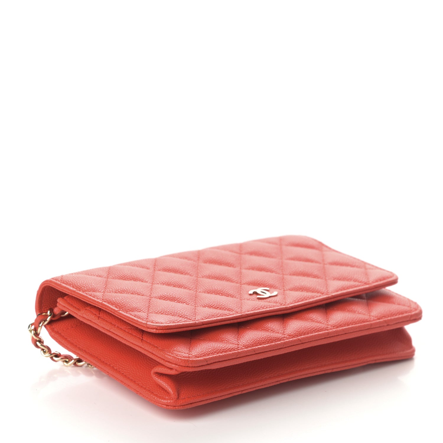 Chanel Caviar Quilted Wallet On Chain WOC Orange 4 of 10