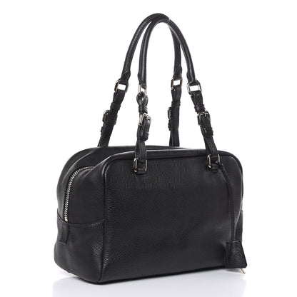 Prada Vitello Daino Embossed Logo Bowler Black 3 of 15
