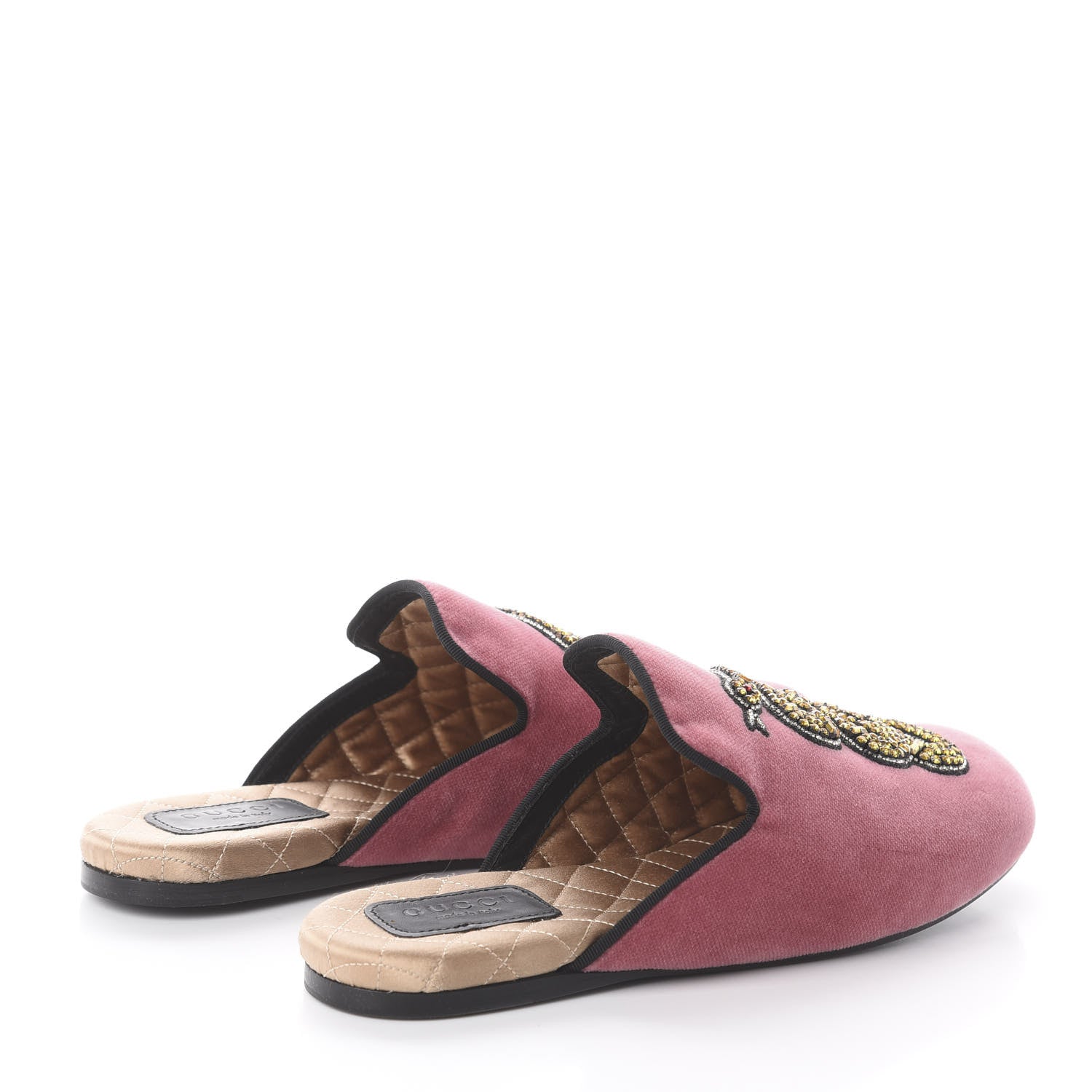 Gucci Velvet Embellished Evening Slippers 35 Pink 4 of 7