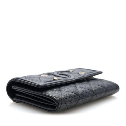 Chanel Caviar Quilted Medium Filigree Flap Wallet Black 4 of 7