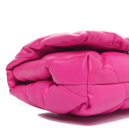Balenciaga Nappa Calfskin Quilted Touch B Puffy Clutch Fuchsia 9 of 10