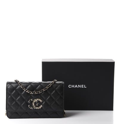 Chanel Caviar Quilted French New Wave Chain CC Wallet On Chain WOC Black 12 of 12
