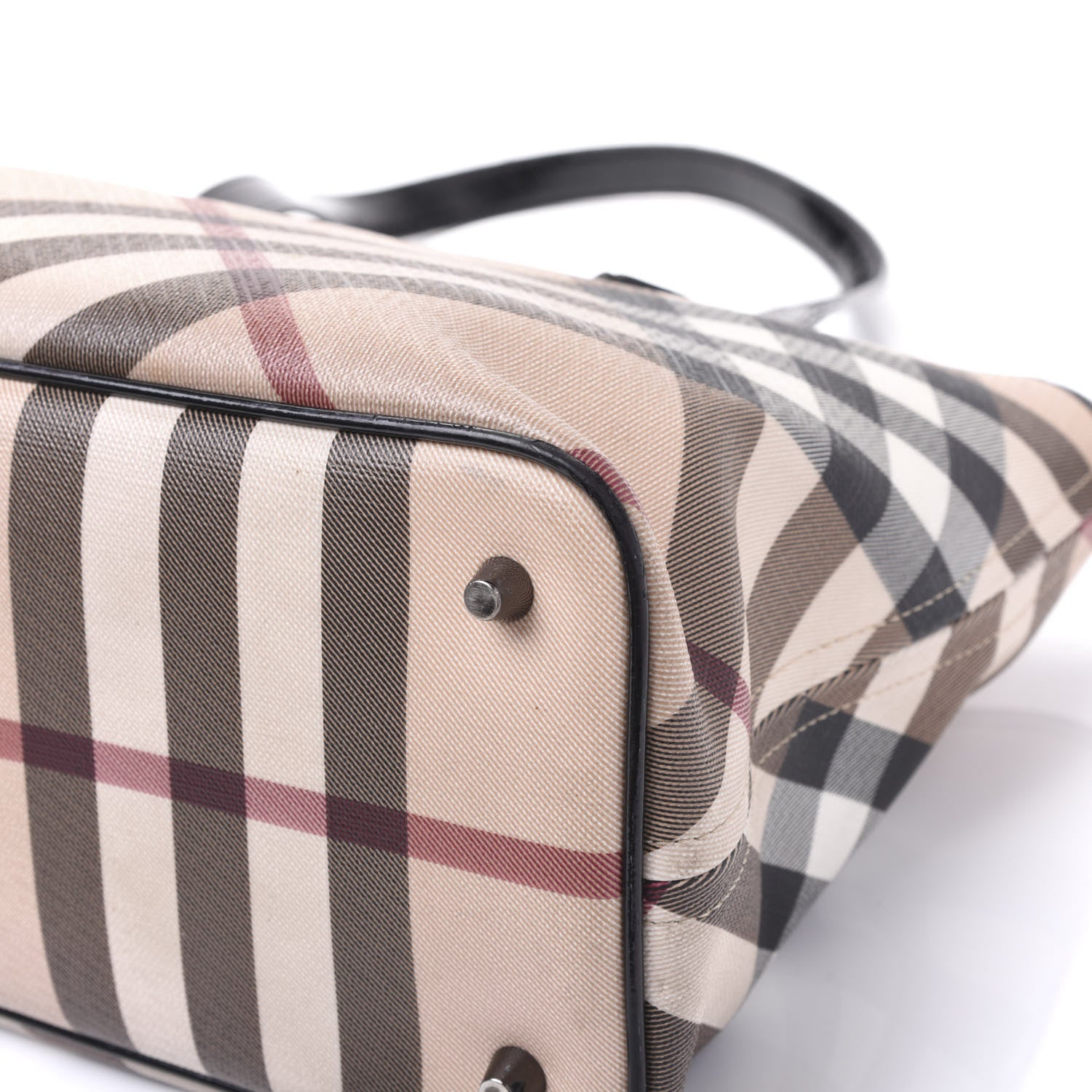 Burberry Patent Trim Nova Check Shopper Tote Black 6 of 12