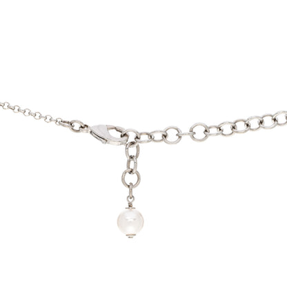 Chanel Pearl Crystal CC Necklace Silver 5 of 7