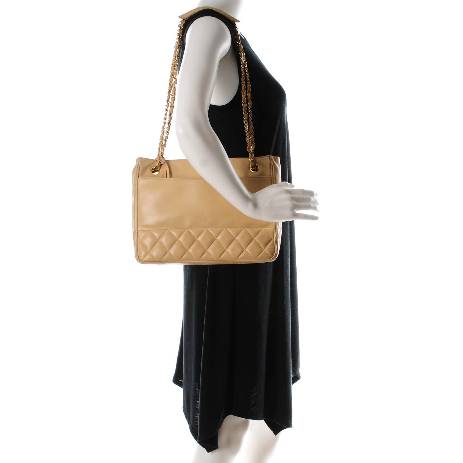 Chanel Lambskin Quilted Shoulder Bag Beige 2 of 12