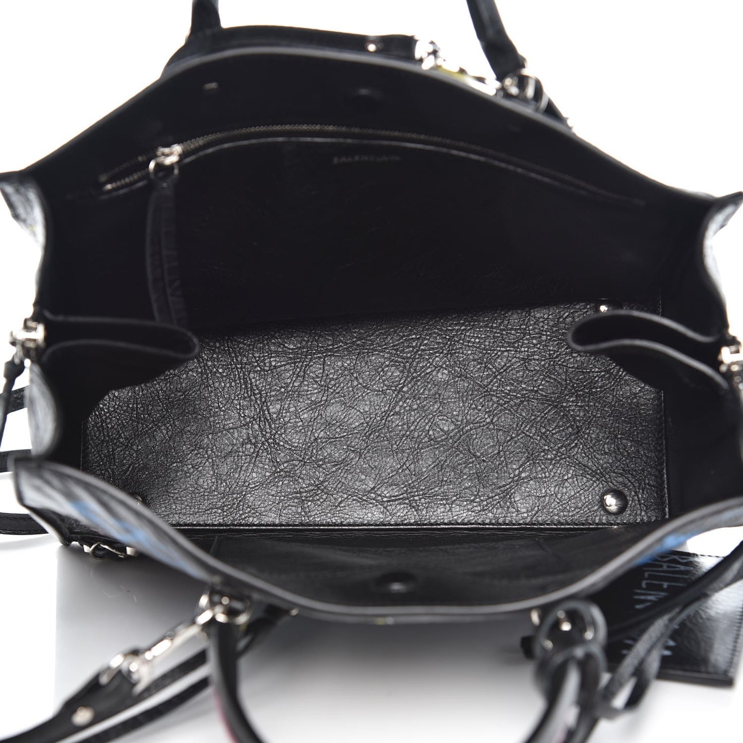 Agneau Graffiti Papier A6 Zip Around Tote Black