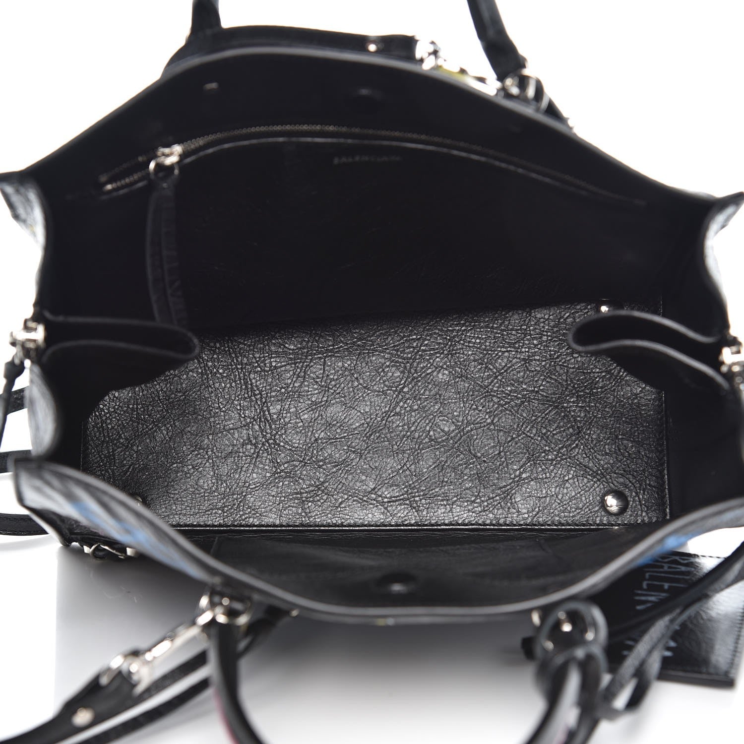Balenciaga Agneau Graffiti Papier A6 Zip Around Tote Black 5 of 8