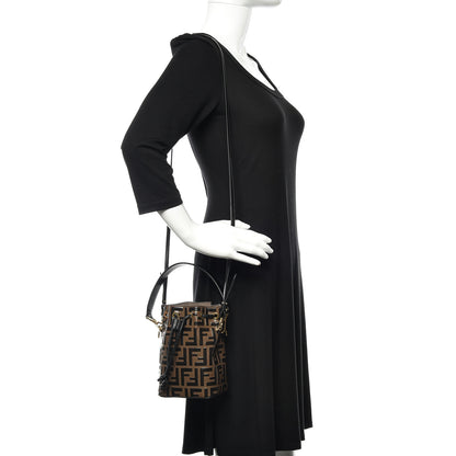 Fendi Vitello Liberty F is Fendi Bi-Color FF 1974 Embossed Mini Mon Tresor Bucket Bag Maya Black 2 of 9