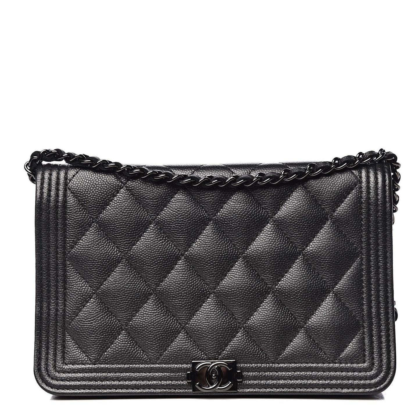 Caviar Quilted Boy Wallet On Chain WOC So Black