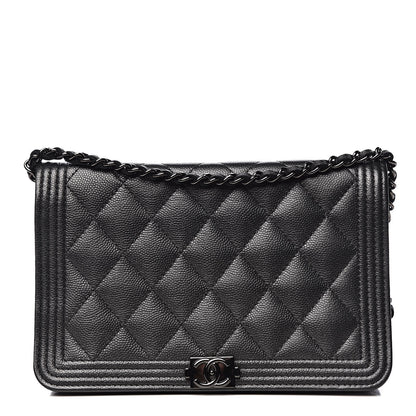 Chanel Caviar Quilted Boy Wallet On Chain WOC So Black 1 of 13