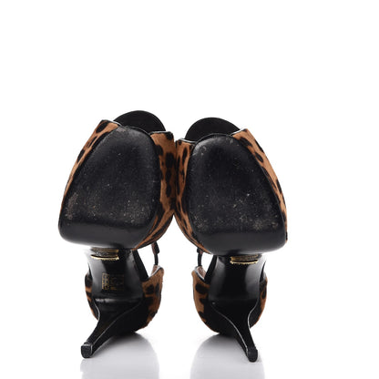 Gucci Calf Hair Leopard Print Criss Cross Platform Pumps 36.5 6 of 9