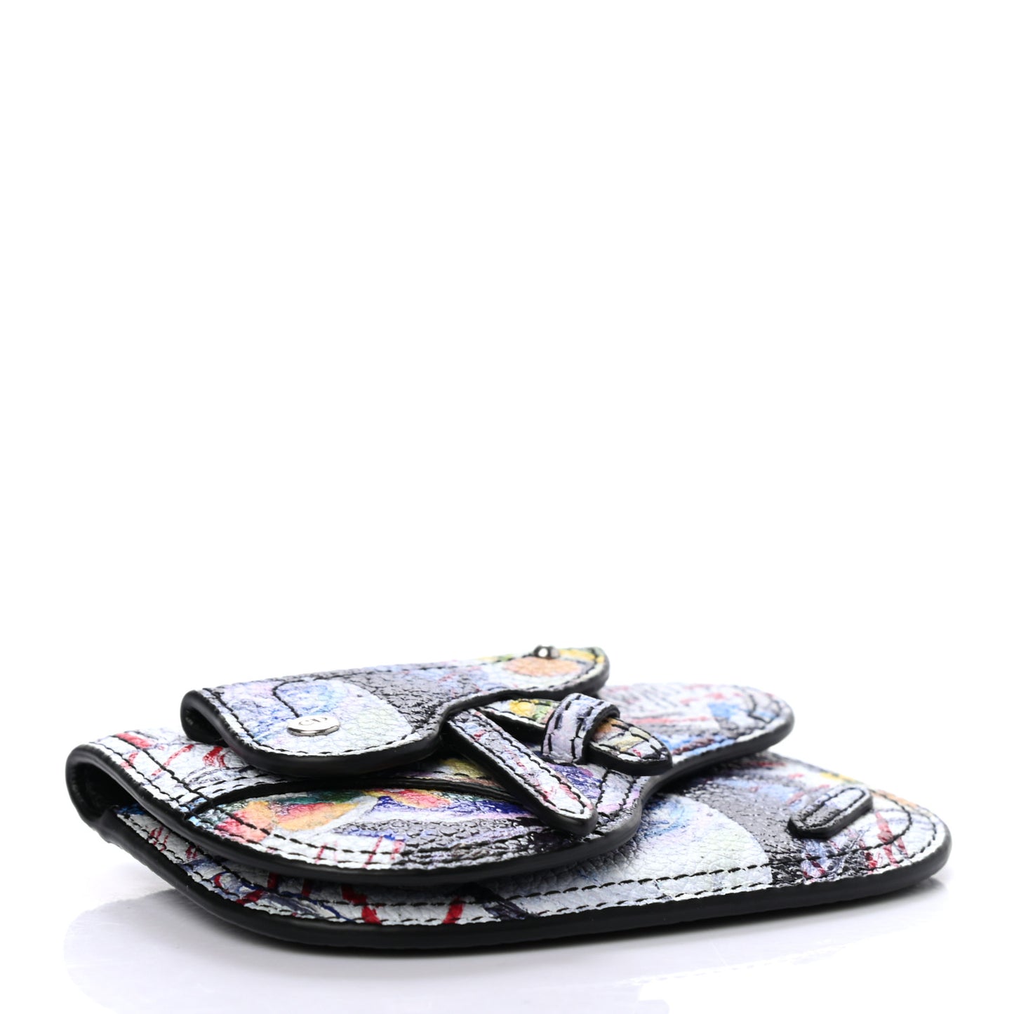 X Raymond Pettibon Grained Calfskin Saddle Key Ring Multicolor Black