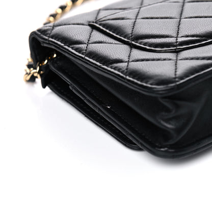 Chanel Lambskin Quilted Wallet On Chain WOC Black 10 of 11