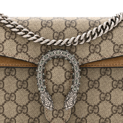 Gucci GG Supreme Monogram Suede Crystal Small Dionysus Shoulder Bag Beige Ebony Taupe 9 of 11