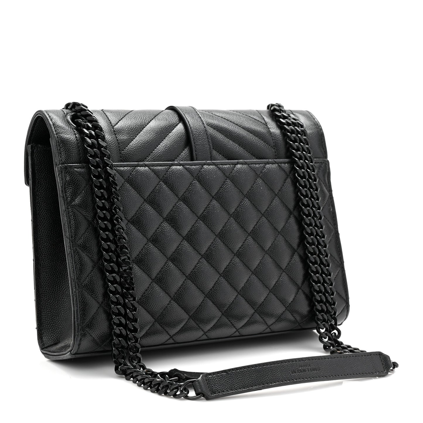 Grain De Poudre Textured Mixed Matelasse Triquilt Medium Monogram Monochrome Satchel Black