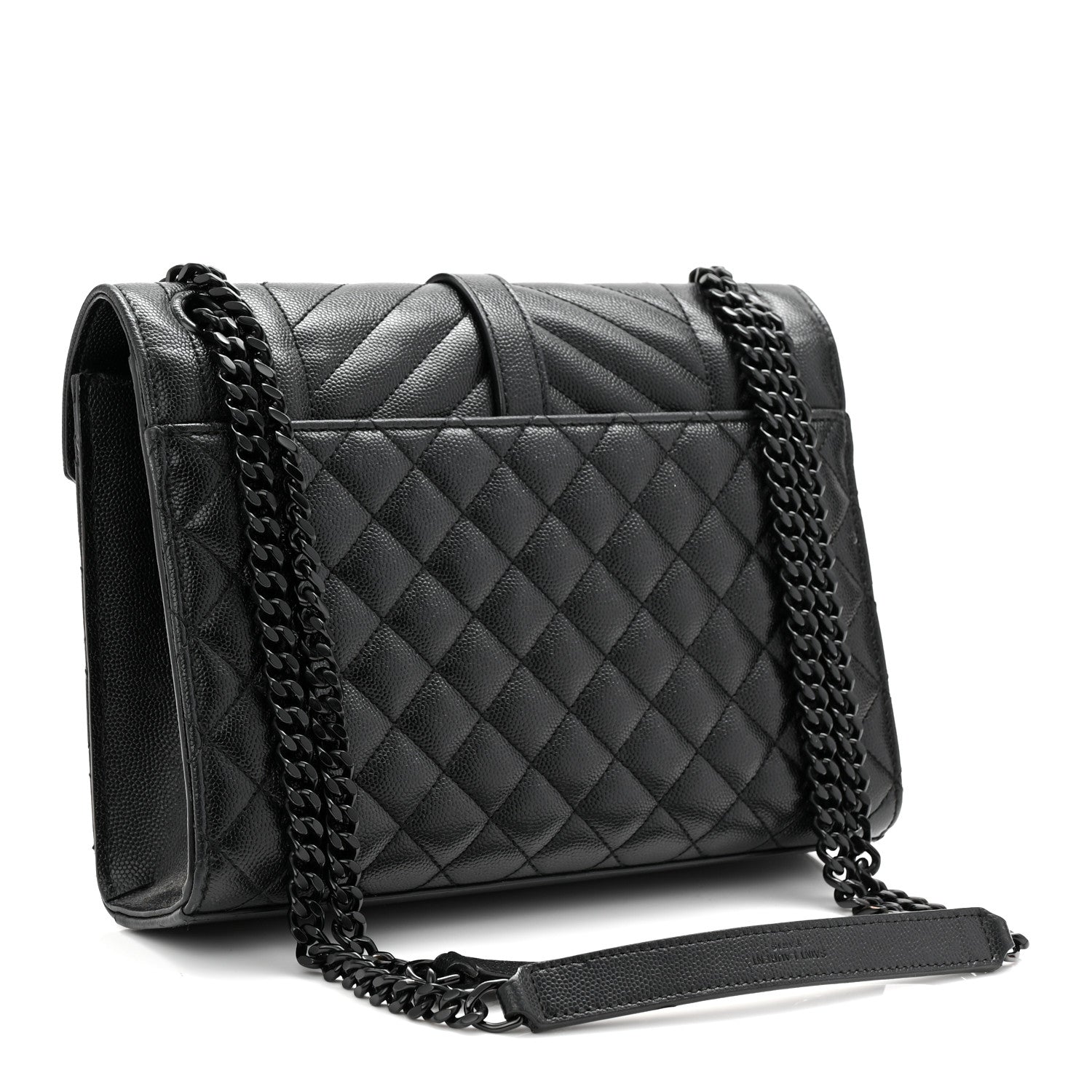 Saint Laurent Grain De Poudre Textured Mixed Matelasse Triquilt Medium Monogram Monochrome Satchel Black 3 of 11