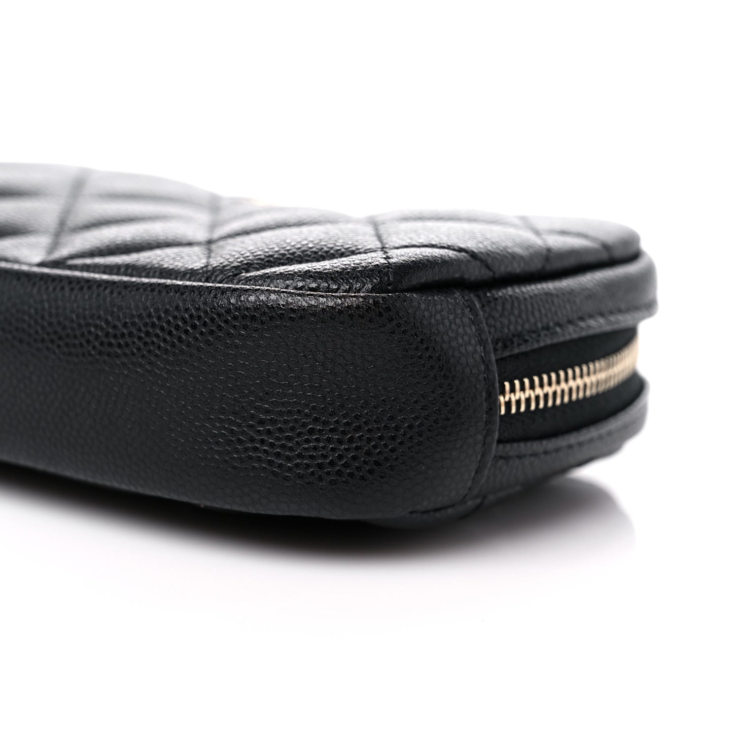 Caviar Quilted Small Curvy Pouch Cosmetic Case Black