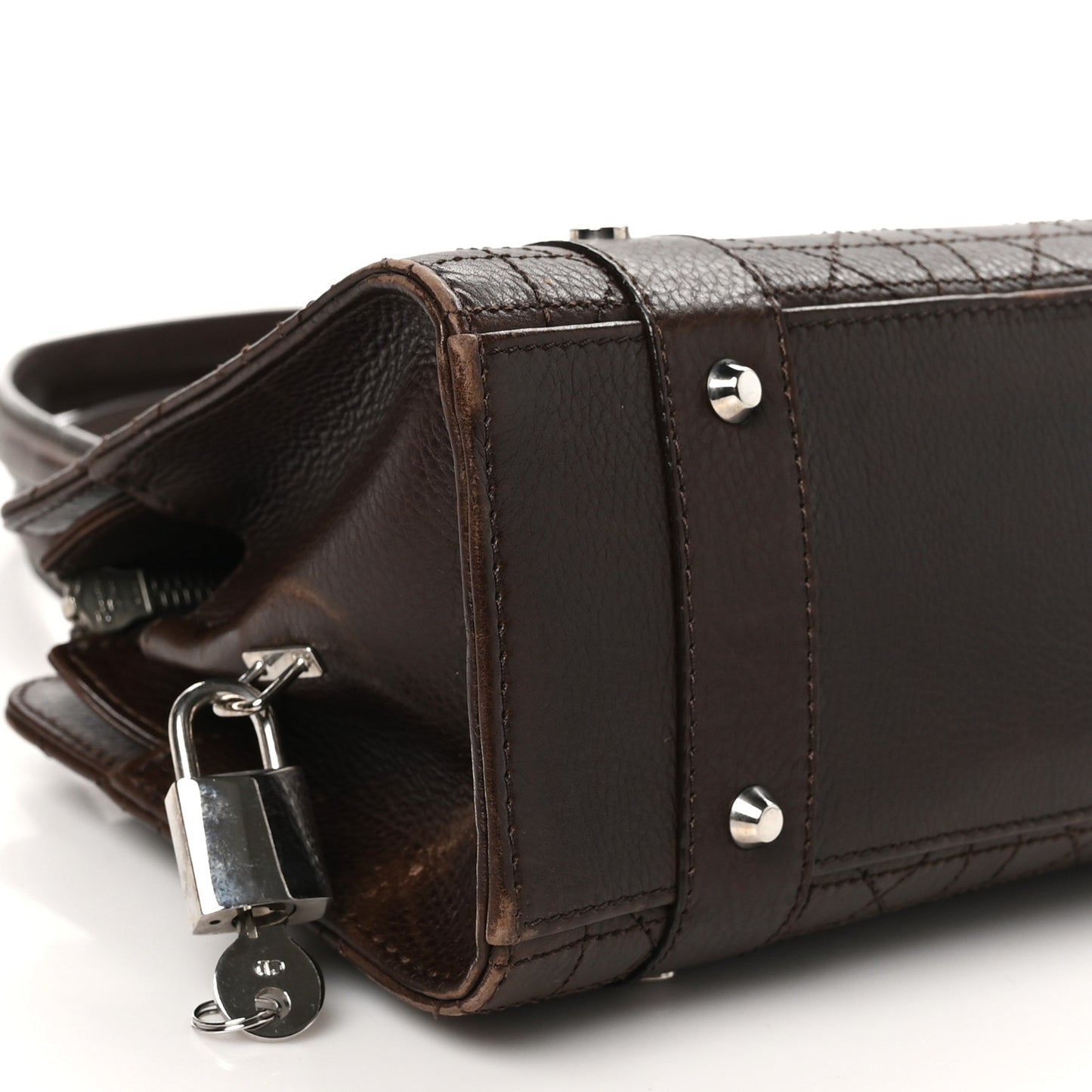 Cannage Stitched East West Lady Dior Brown