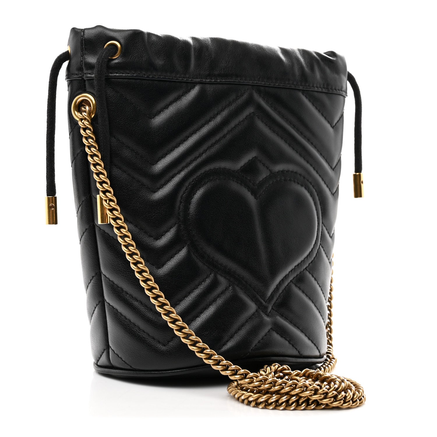 Gucci Calfskin Matelasse Mini GG Marmont 2.0 Bucket Bag Black 3 of 10