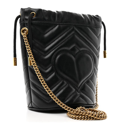 Gucci Calfskin Matelasse Mini GG Marmont 2.0 Bucket Bag Black 3 of 10