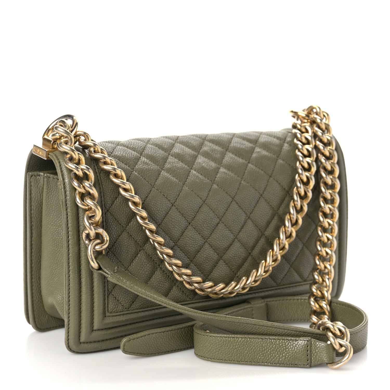 Chanel Caviar Quilted Medium Boy Flap Khaki 3 of 14