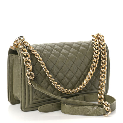 Chanel Caviar Quilted Medium Boy Flap Khaki 3 of 14
