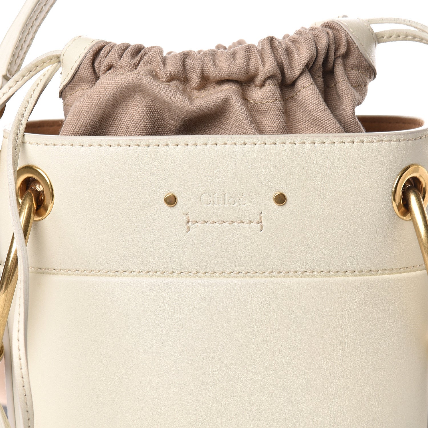 Chloe Smooth Calfskin Mini Roy Bucket Bag Natural White 8 of 12