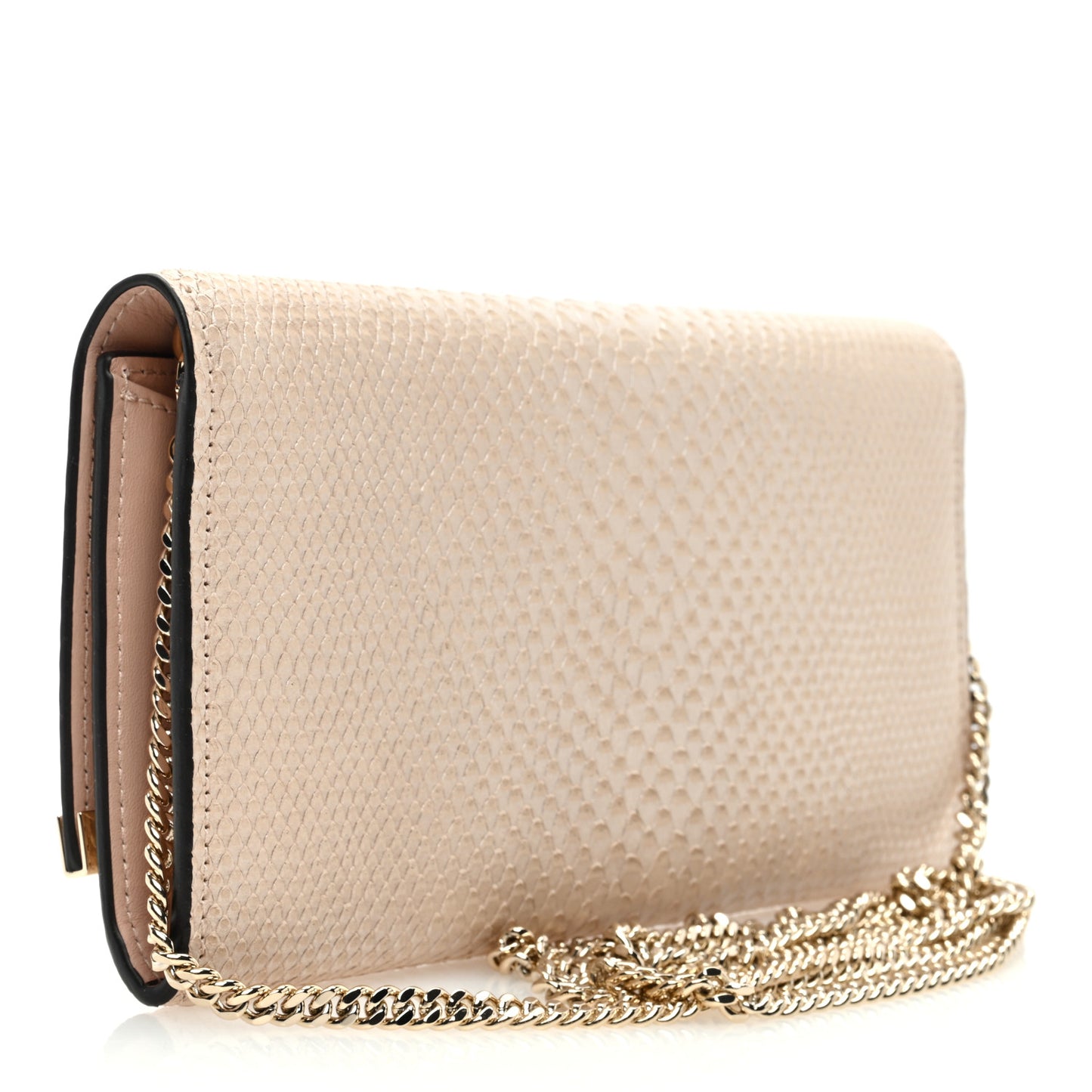 Embossed Snakeskin Milla Wallet on Chain Nude