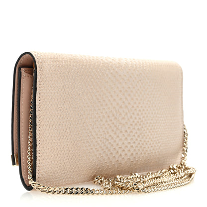 Jimmy Choo Embossed Snakeskin Milla Wallet on Chain Nude 2 of 9