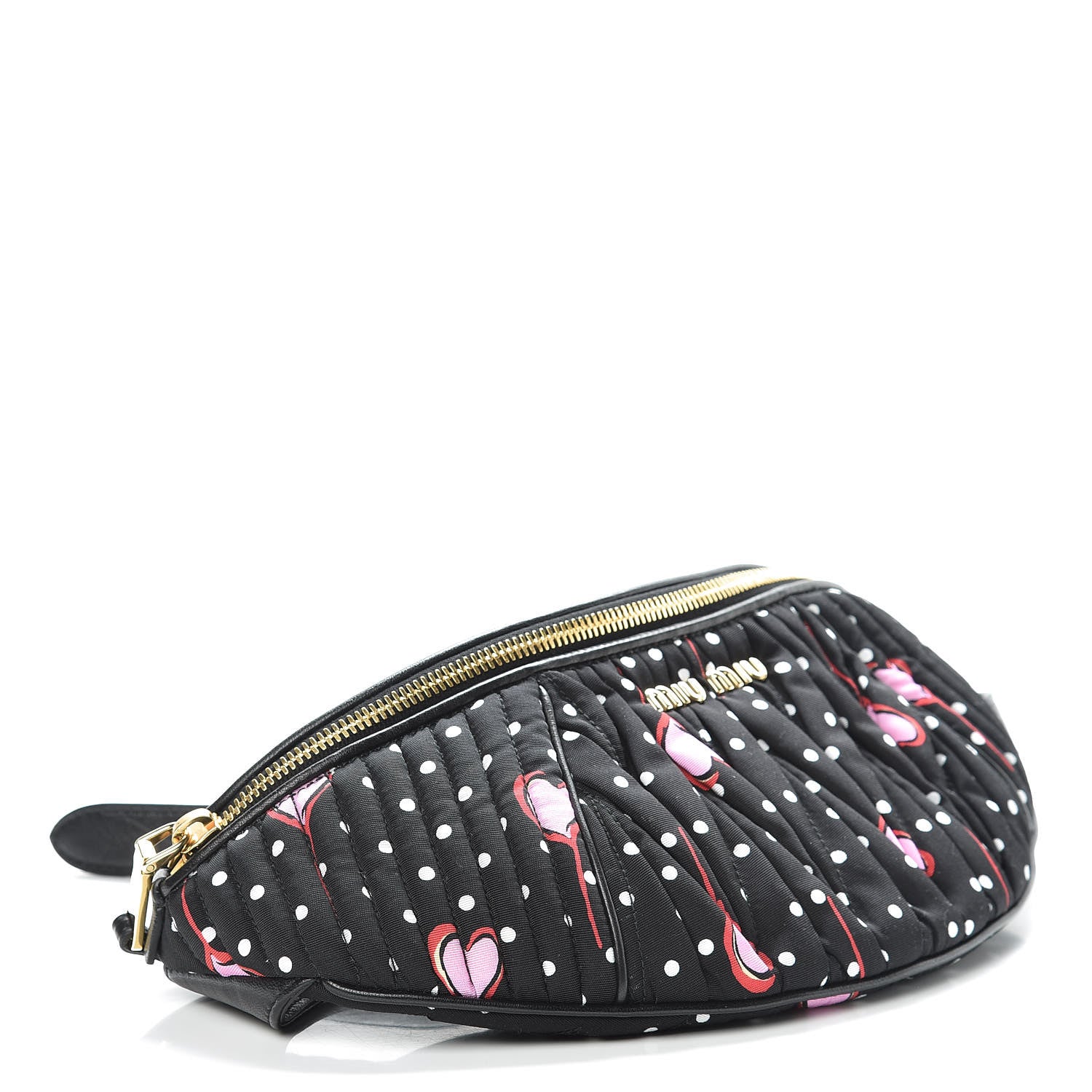 Miu Miu Faille Matelasse Heart Print Belt Bag Black Rosa Cu 4 of 10