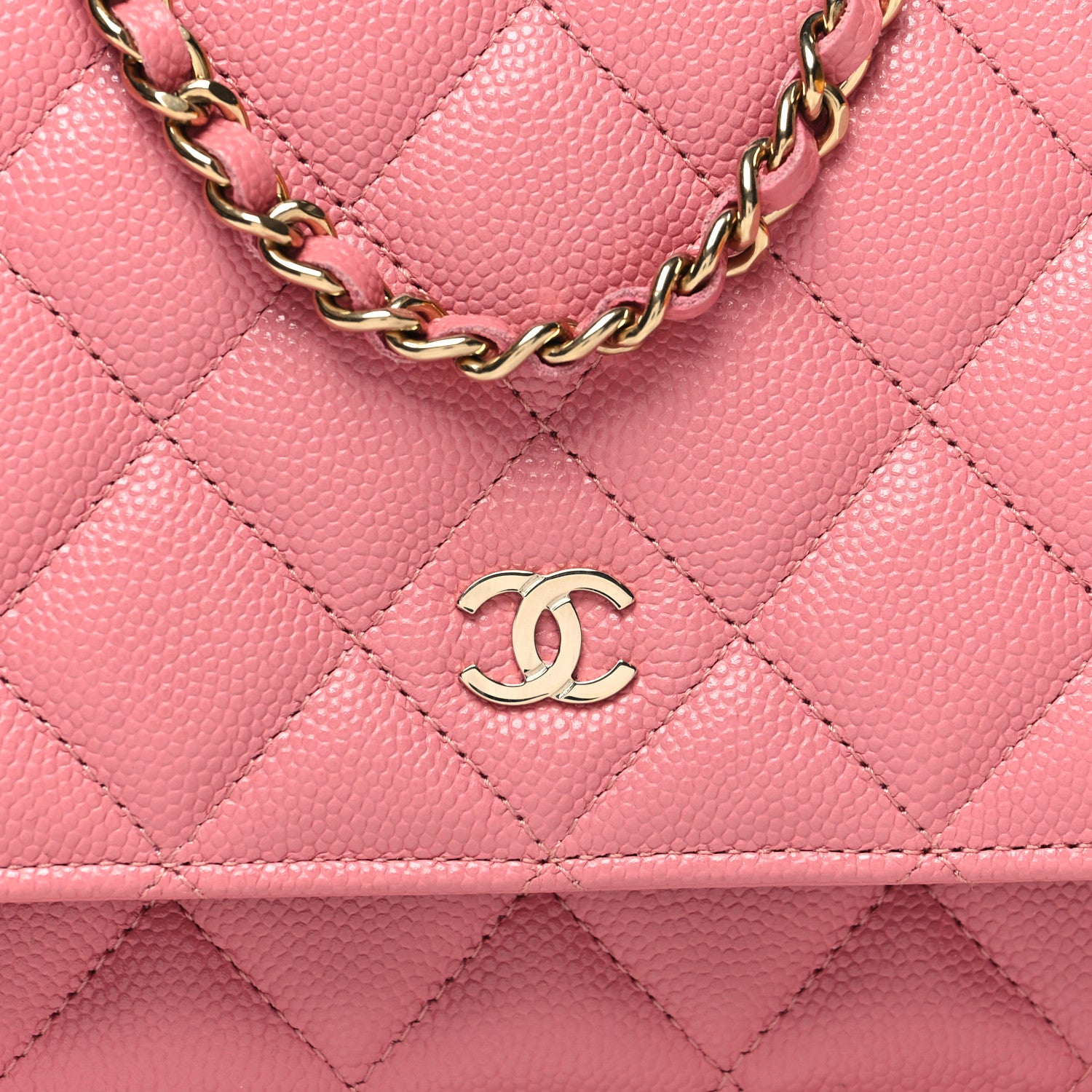 Chanel Caviar Quilted Wallet on Chain WOC Pink 8 of 11
