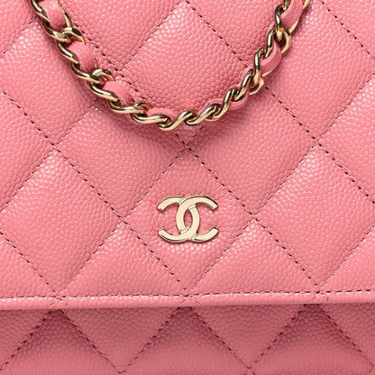 Chanel Caviar Quilted Wallet on Chain WOC Pink 8 of 11