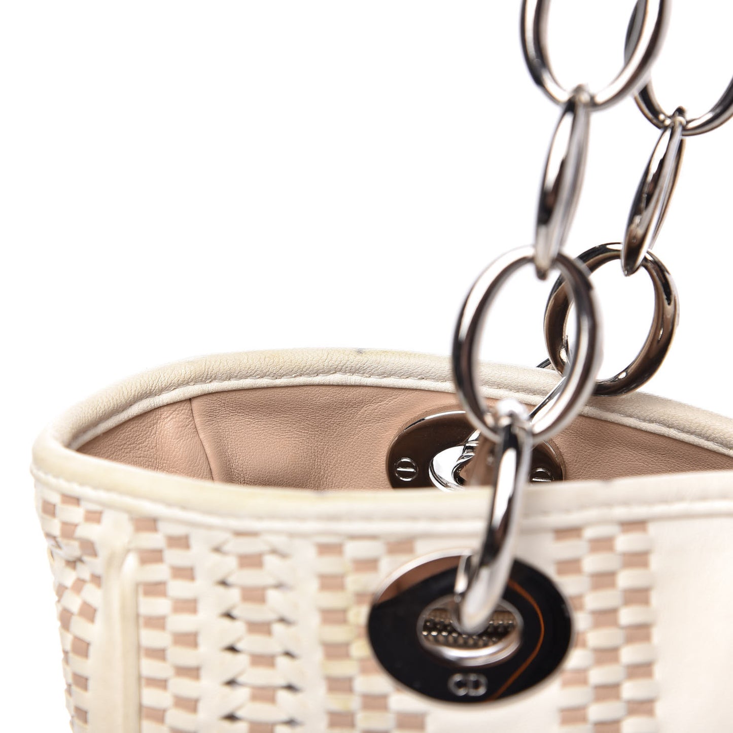Lambskin Woven Dior Soft Shopping Tote White