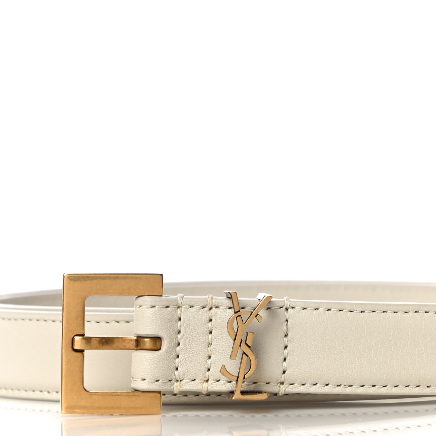 Smooth Calfskin Monogram Square Buckle Belt 80 32 White