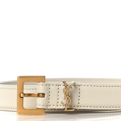 Saint Laurent Smooth Calfskin Monogram Square Buckle Belt 80 32 White 2 of 12